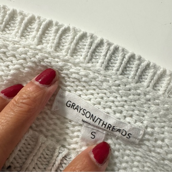 Grayson Threads Pull Over Cable Knit American Flag Novelty Sweater Graphic S - Picture 4 of 13